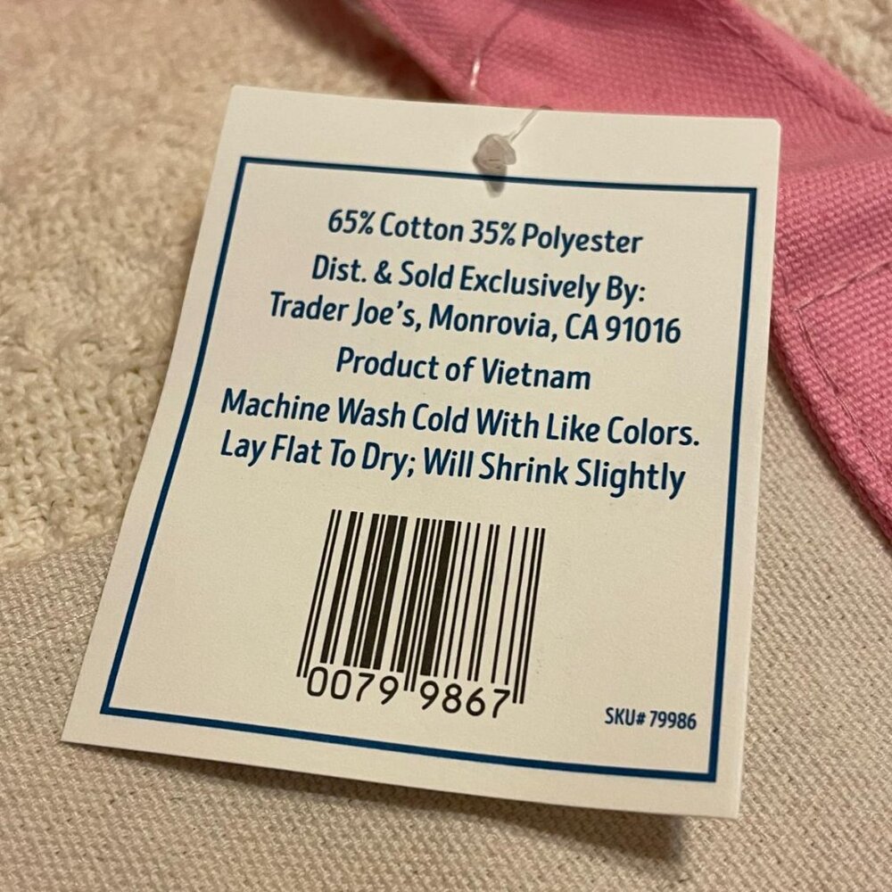 LOT OF 10! NEW!! Pink Pastel Trader Joe's Mini Canvas Tote Bags - Picture 5 of 7